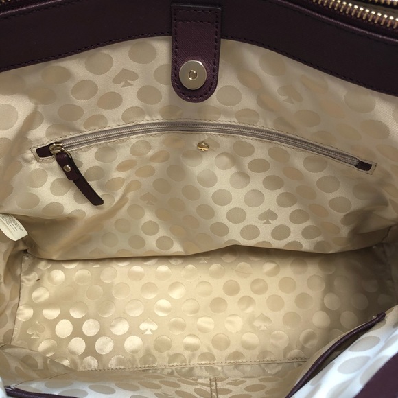 Kate Spade Tote Shoulder Bag Maroon Large Zipper - Picture 12 of 12